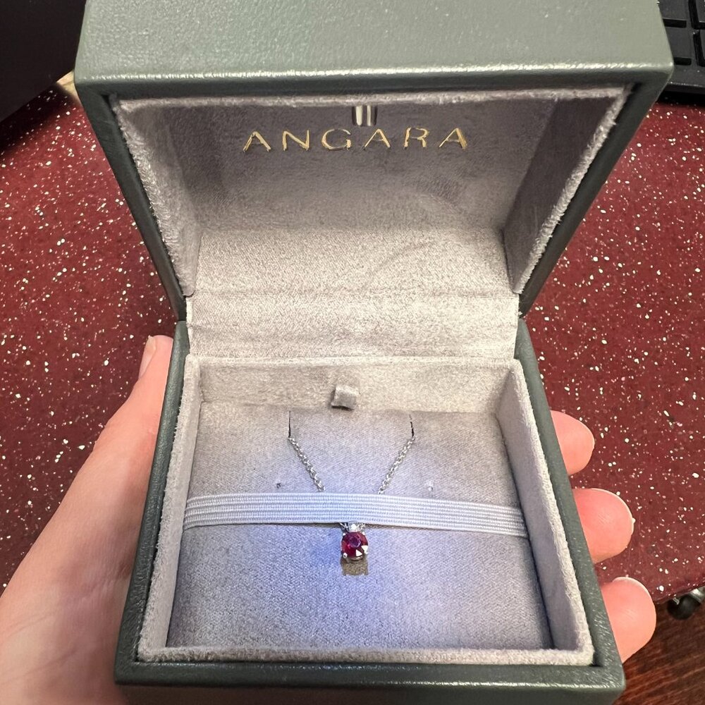Angara Classic Round Ruby Solitaire Pendant - Item SP0108R